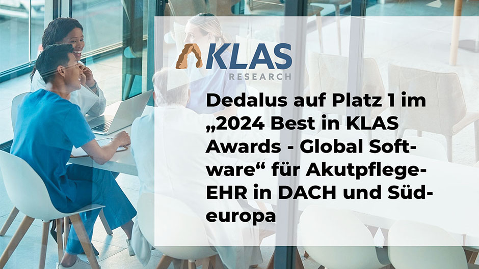 Dedalus auf Platz 1 im „2024 Best in KLAS Awards - Global Software" für Akutpflege-EHR in DACH und Südeuropa